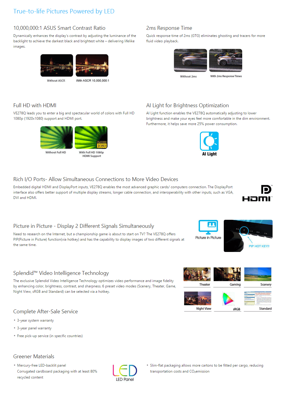 Buy ASUS VE278Q 27in Widescreen LED Monitor [VE278Q] | PC Case Gear