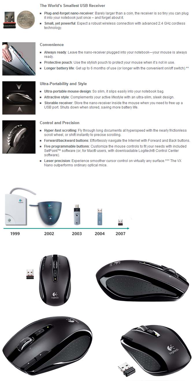 Buy Logitech VX Nano Mouse [910-000257] | PC Case Gear Australia