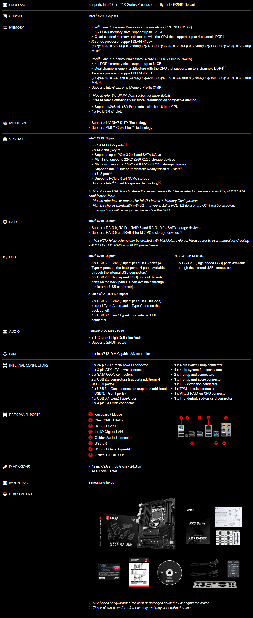 Buy MSI X299 Raider Motherboard [X299-RAIDER] | PC Case Gear Australia
