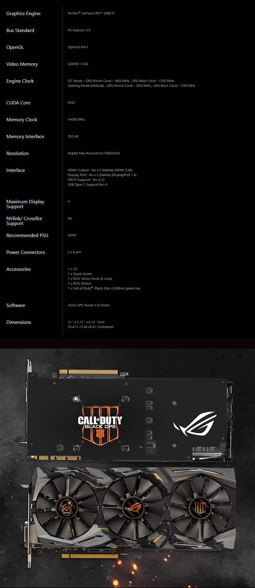 Buy ASUS ROG Strix GeForce RTX 2080 Ti Black Ops 4 Edition 11GB [ROGSTRIXRTX2080TICODBO4