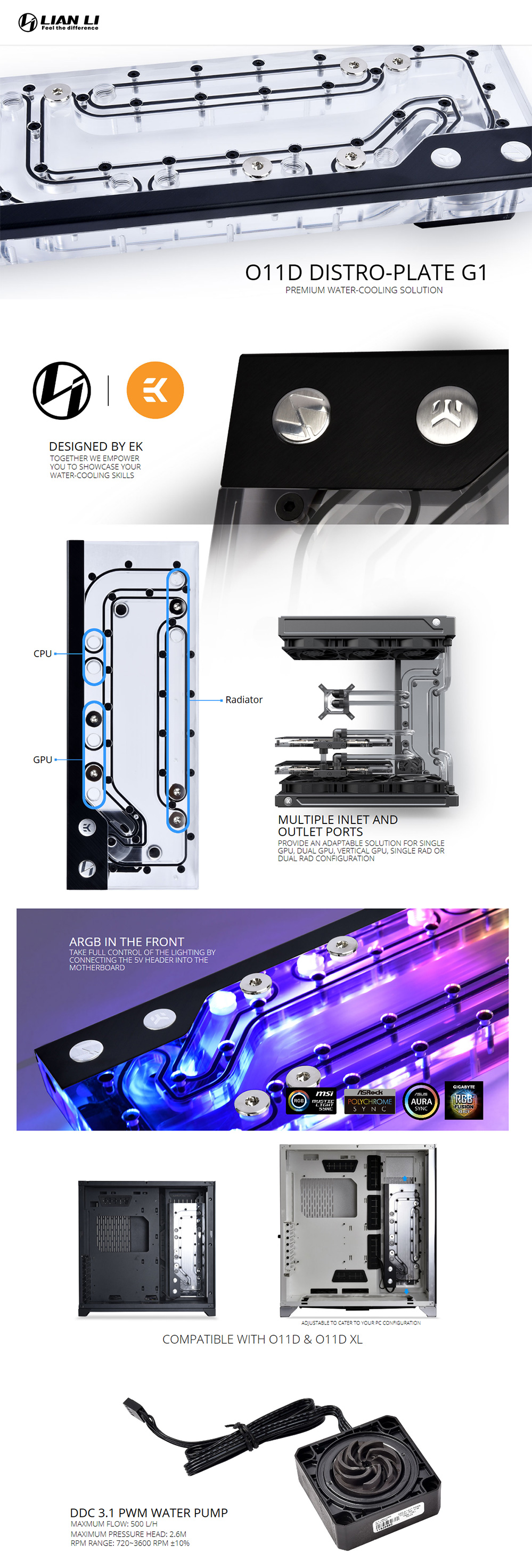 Buy Lian Li O11D DistroPlate G1 Premium Water Cooling Solution [O11D