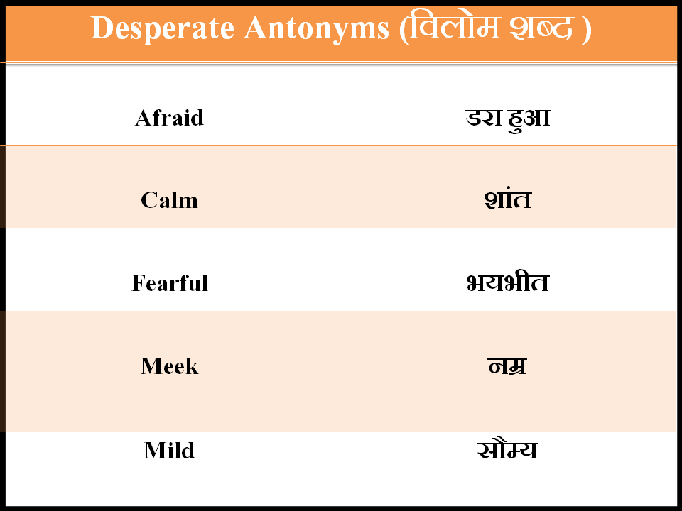 Learn Hindi From English Desperate Meaning in Hindi 3speak