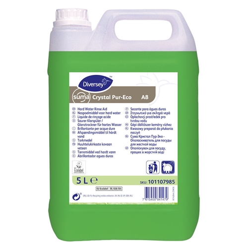 Huuhtelukirkasteastianpesukoneen neste – 5L Suma Crystal Pur-Eco A8 – 2 kpl