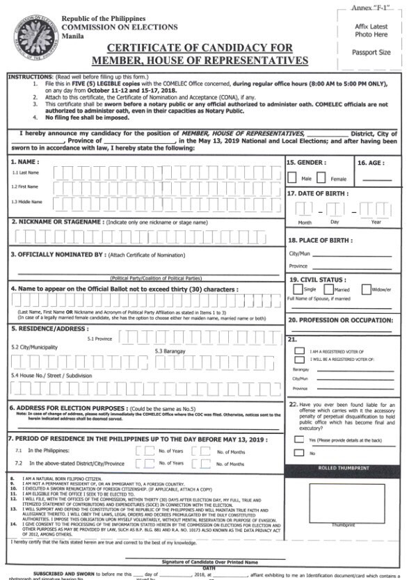 The comelec said in may there were already 59 million. Comelec reminds 2019 poll bets to use new COC form ...