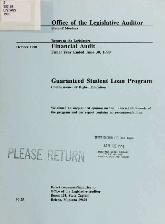 GUARANTEED STUDENT LOAN PROGRAM, COMMISSIONER OF HIGHER EDUCATION