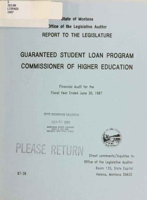 GUARANTEED STUDENT LOAN PROGRAM, COMMISSIONER OF HIGHER EDUCATION