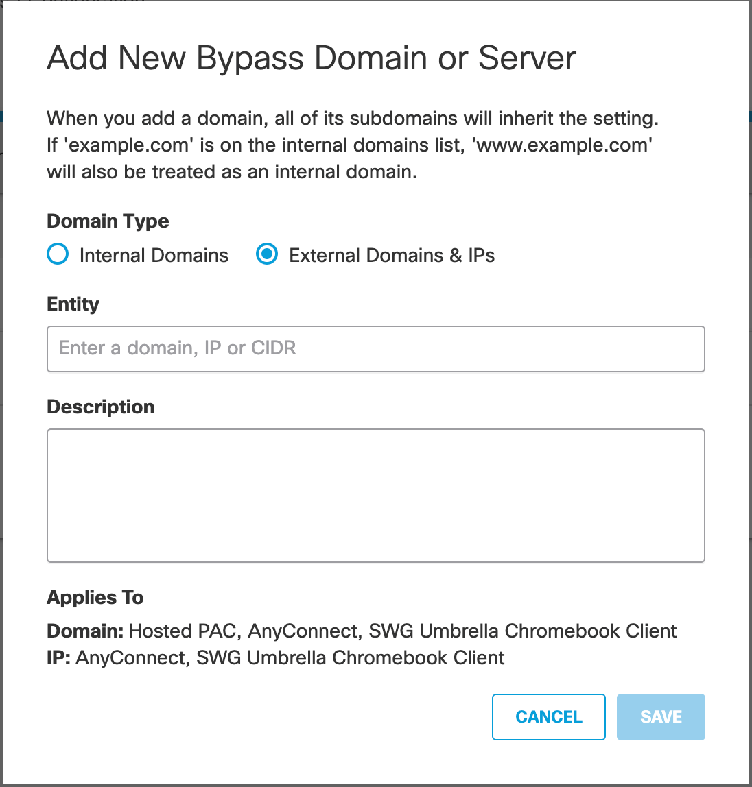 Add External Domains and IPs