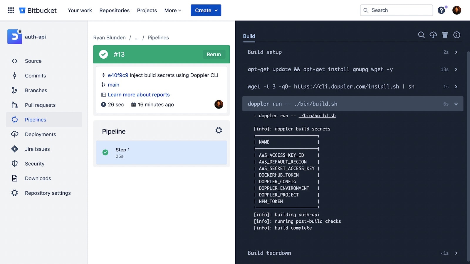 Bitbucket + Doppler CLI