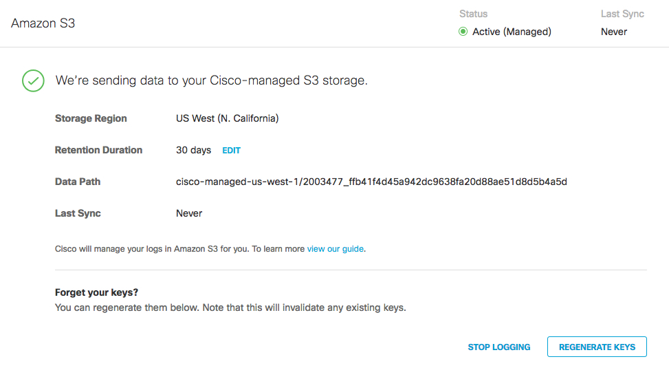 Enable Logging to a S3 Bucket