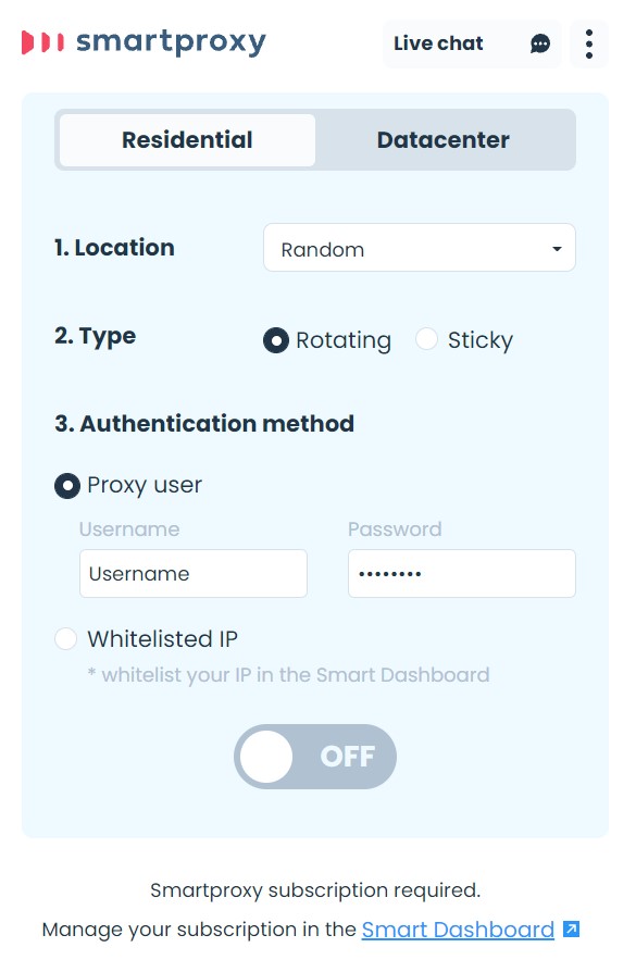 Smartproxy Chrome Extension