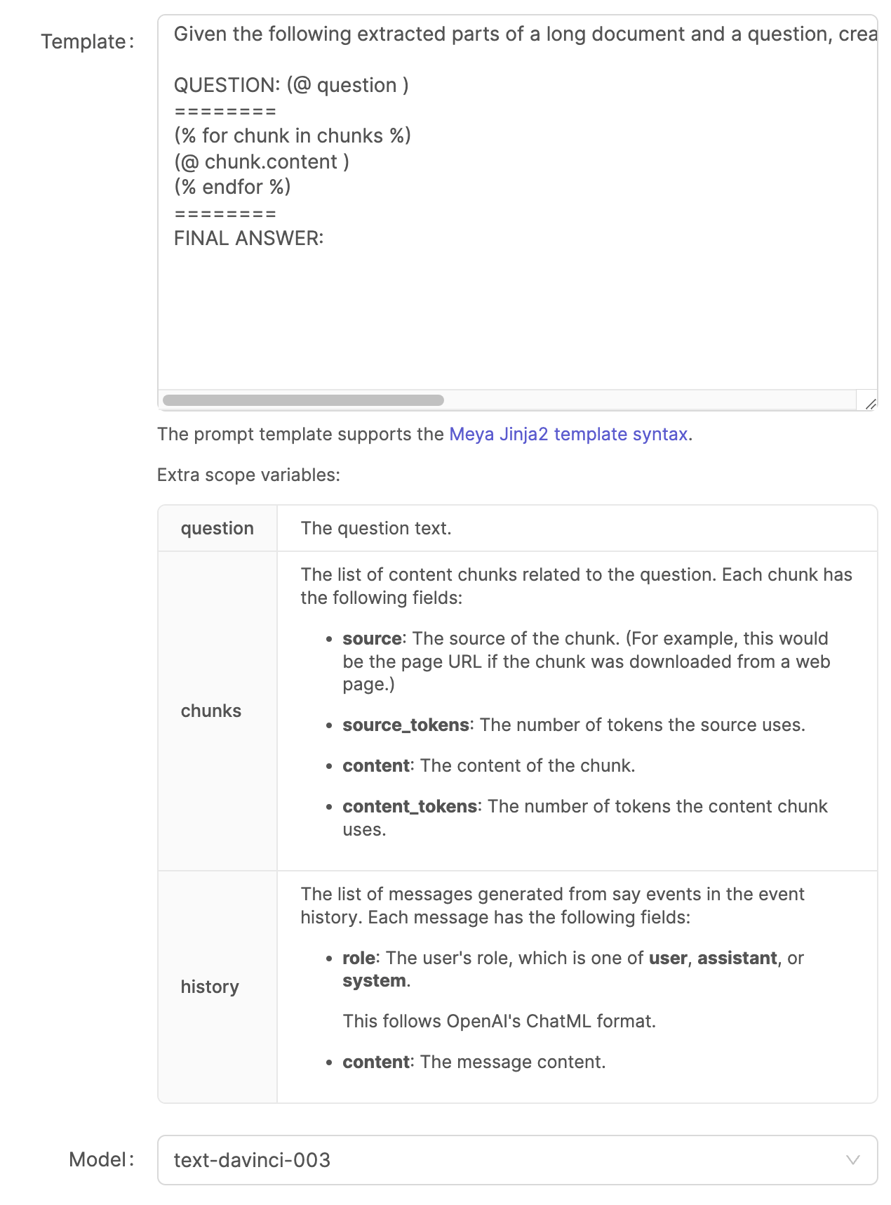 Prompt template