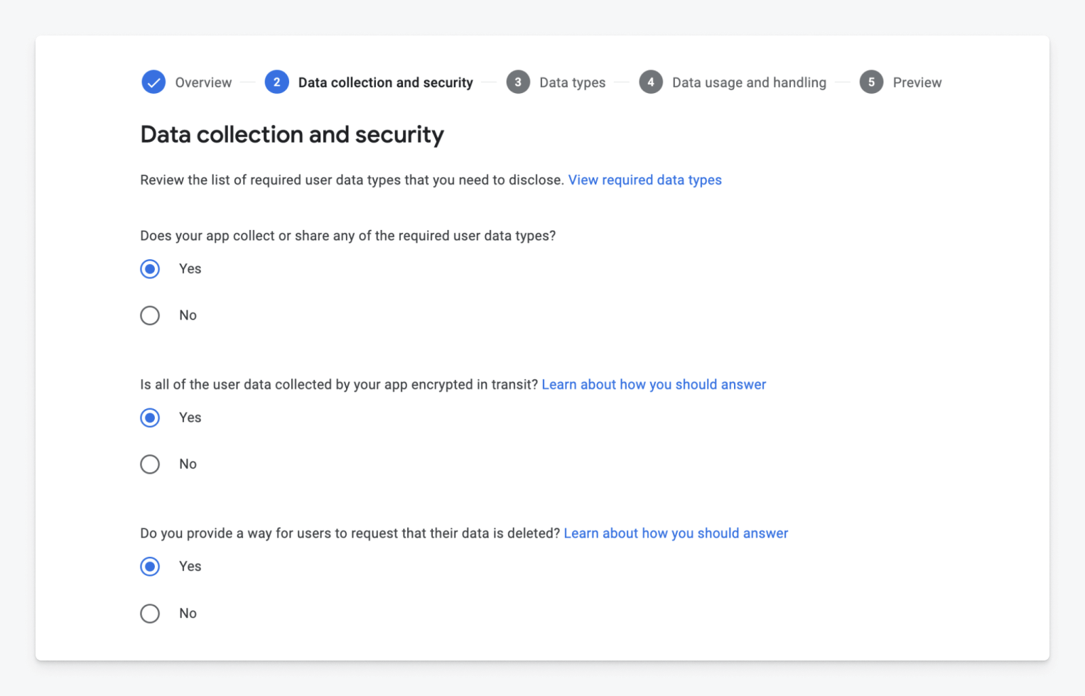Google Play Data Safety Requirements