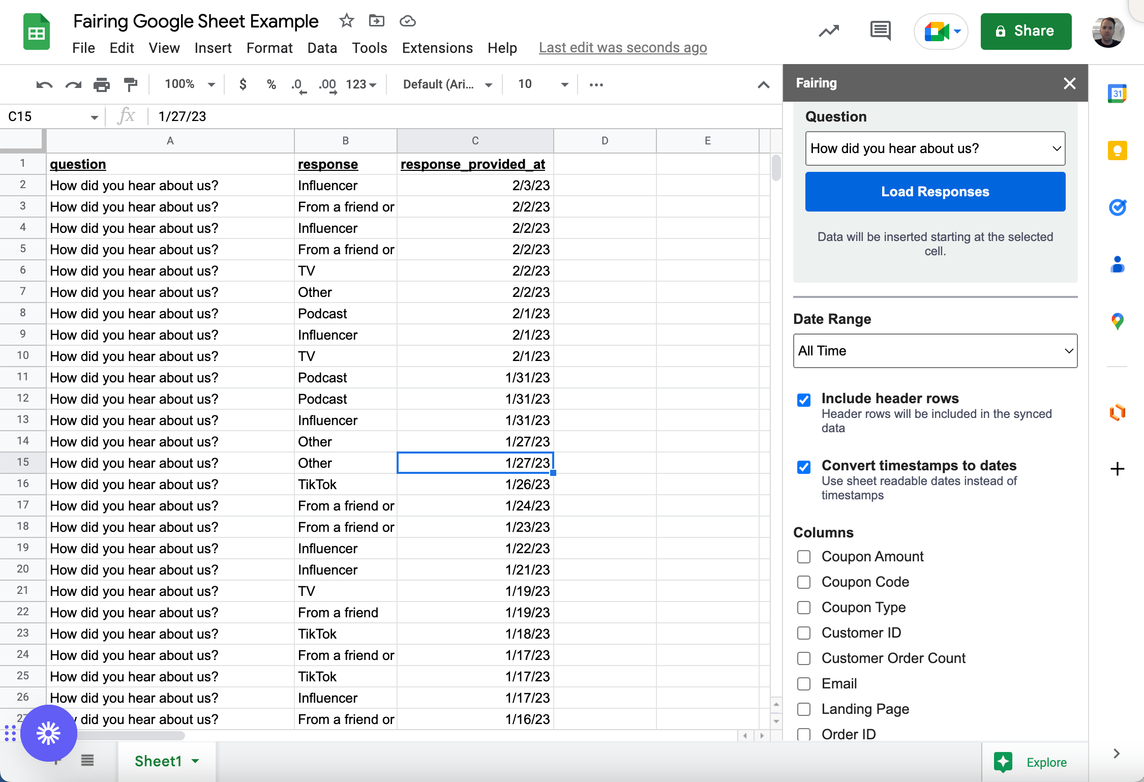 Google Sheets Extension