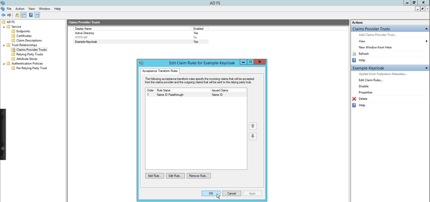Deploying Keycloak IdP with AD FS