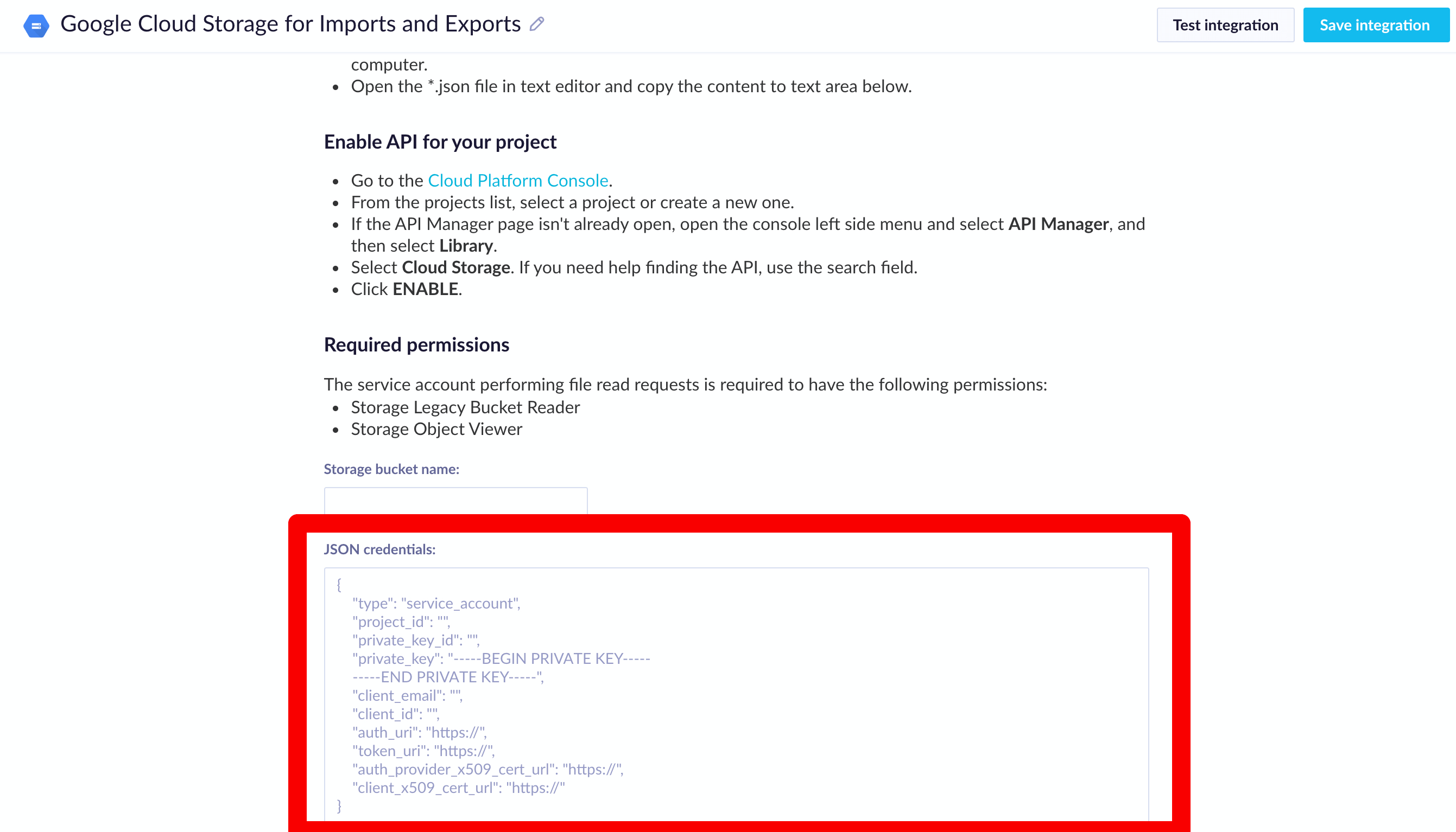 Google Cloud Storage for Imports and Exports