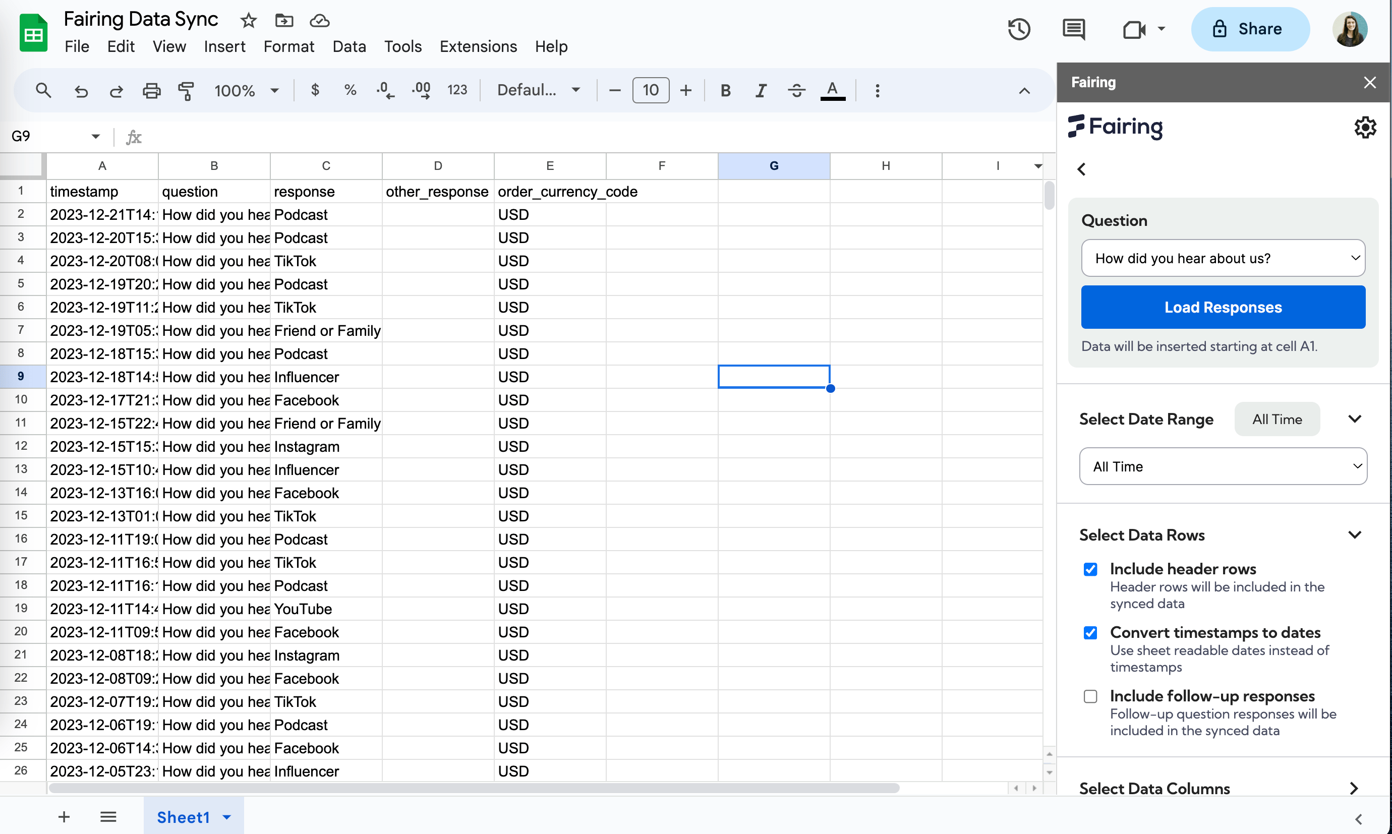 Google Sheets Extension