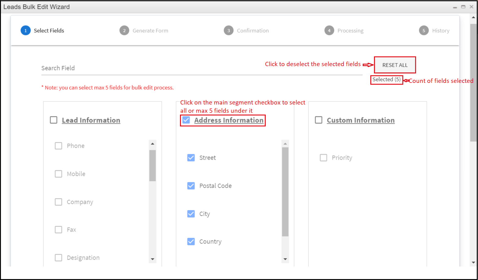 Bulk Edit Leads List View
