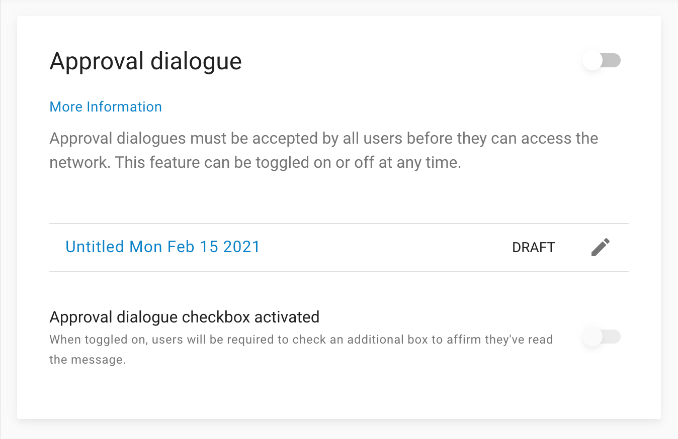 Approval dialogue