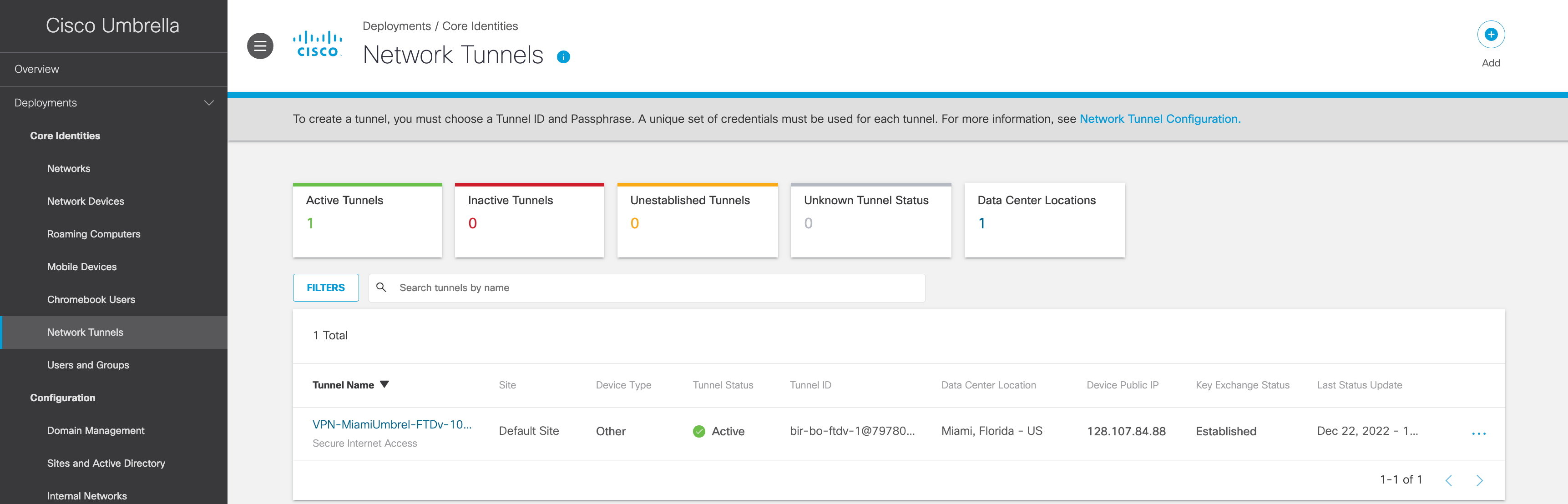 Umbrella SIG AutoTunnel Configuration