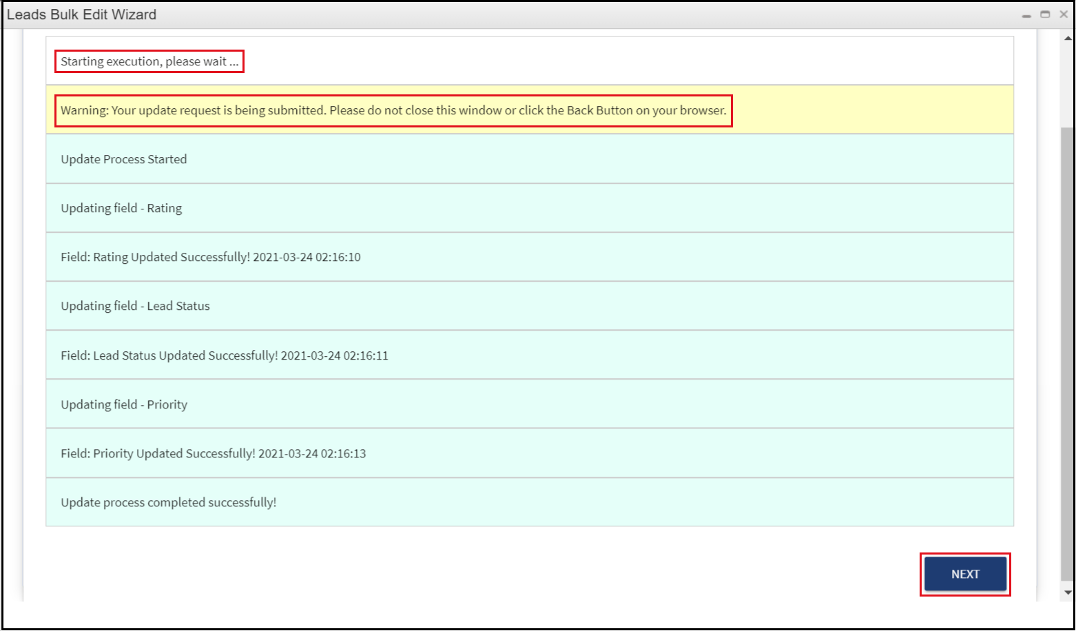 Bulk Edit Leads List View