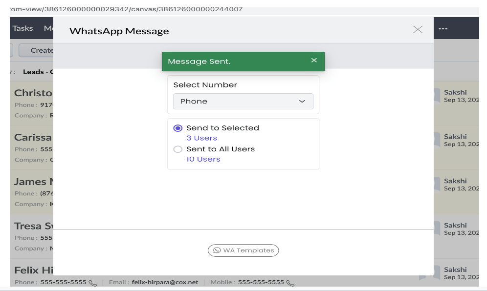 Sending Bulk WhatsApp Messages