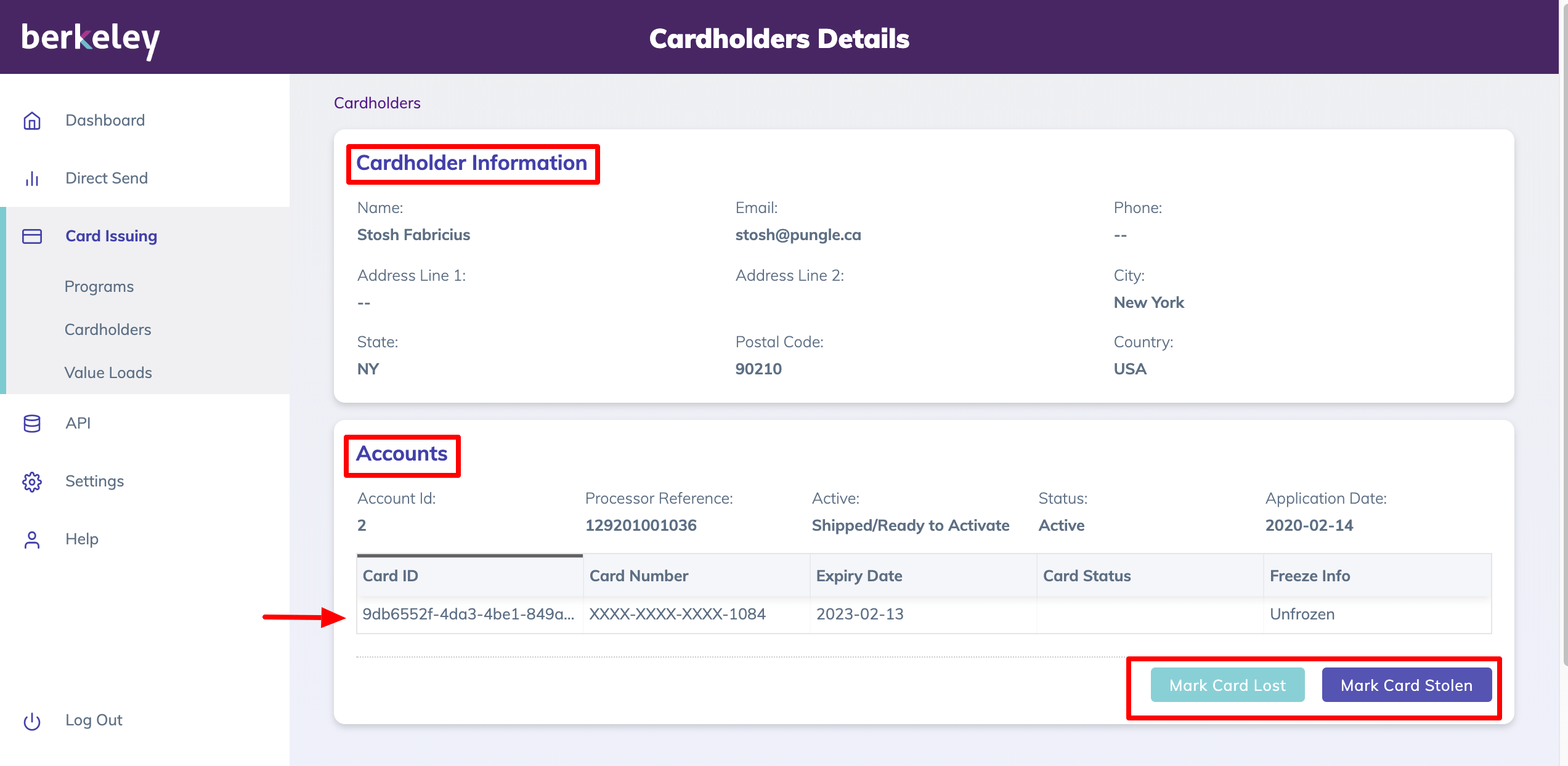 Create Cardholders & Accounts