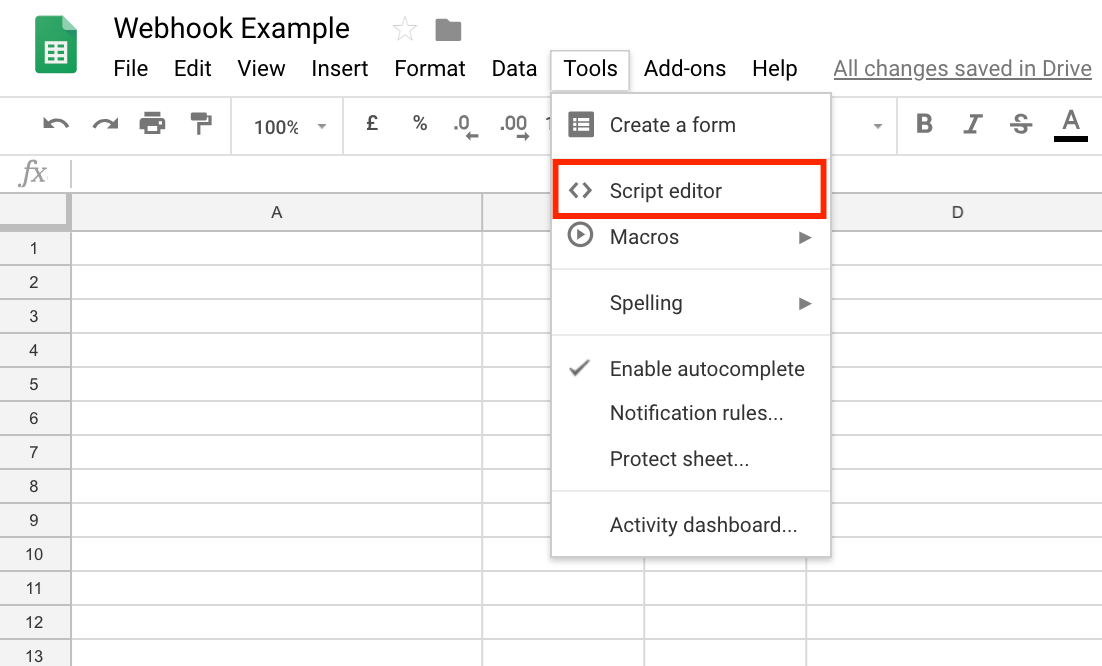 Catch webhook with Google Sheet