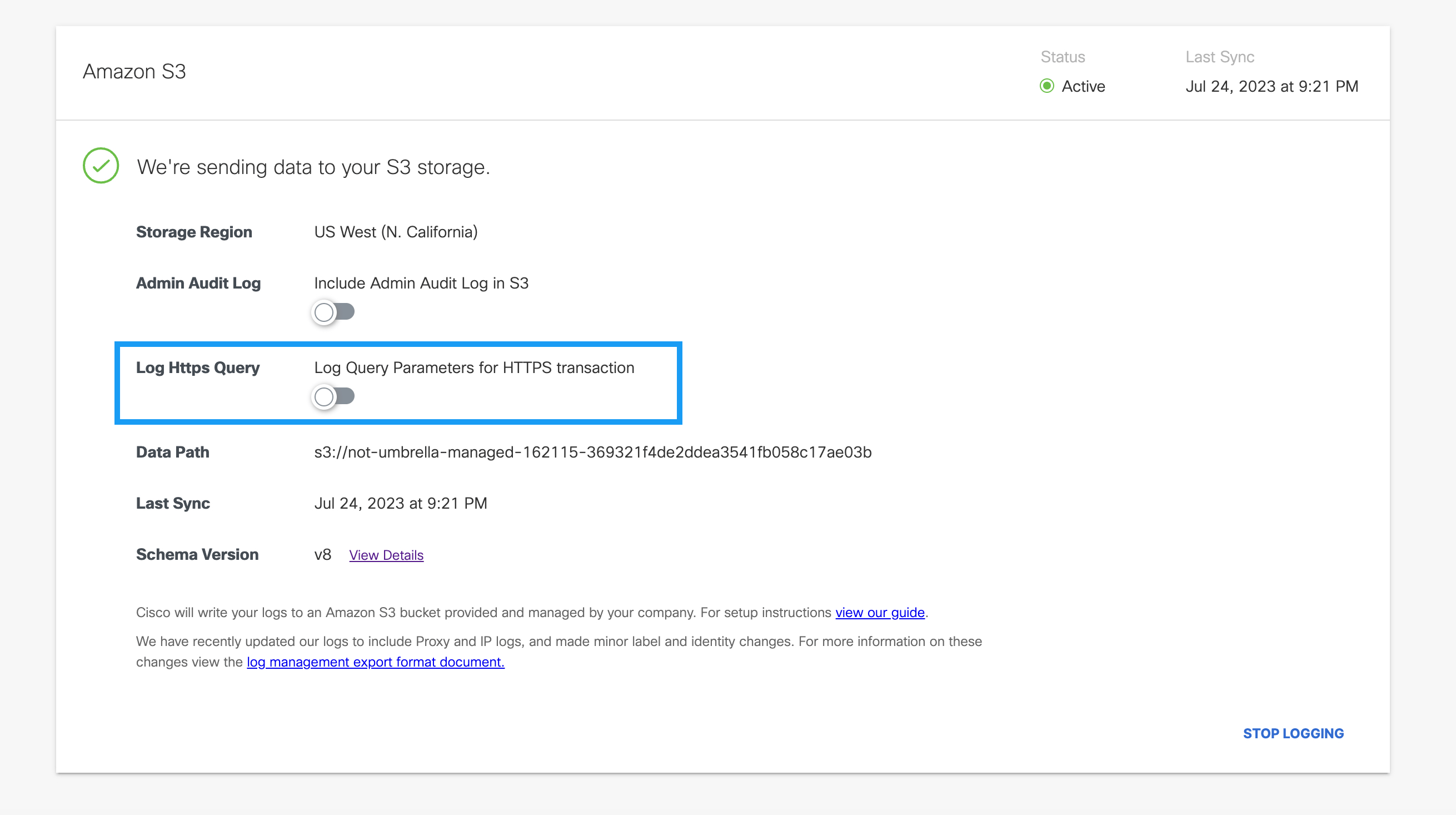 Enable Logging to Your Own S3 Bucket