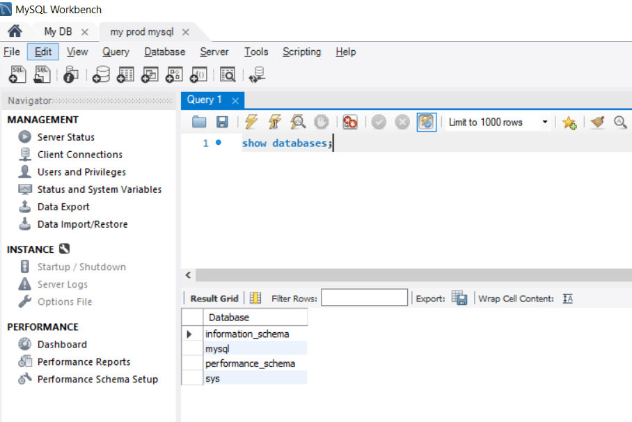 MySQL Workbench Connection