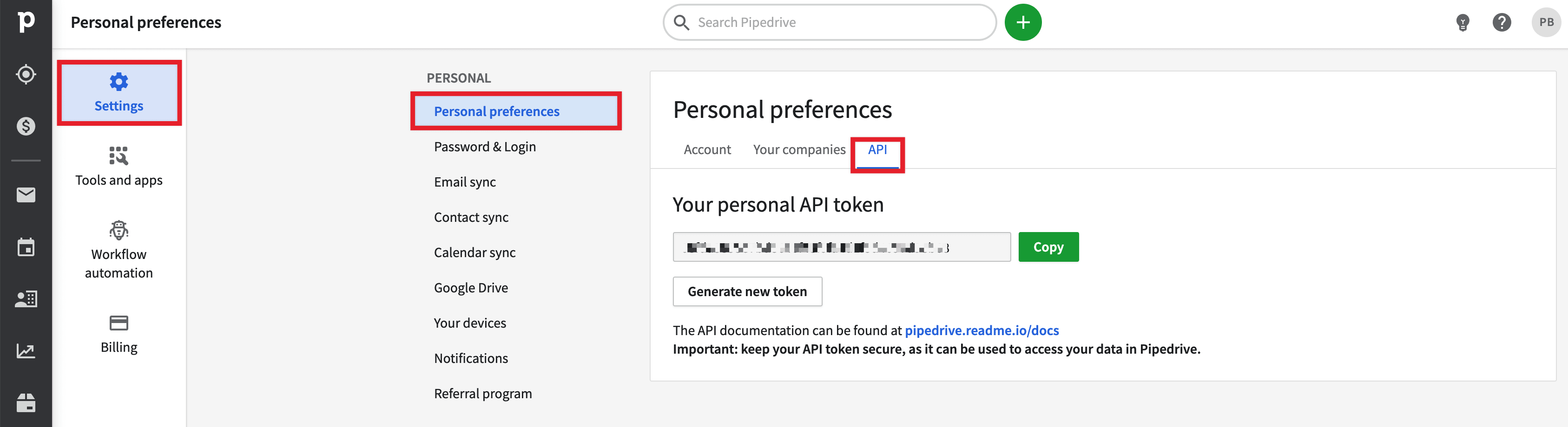 How to find the API token