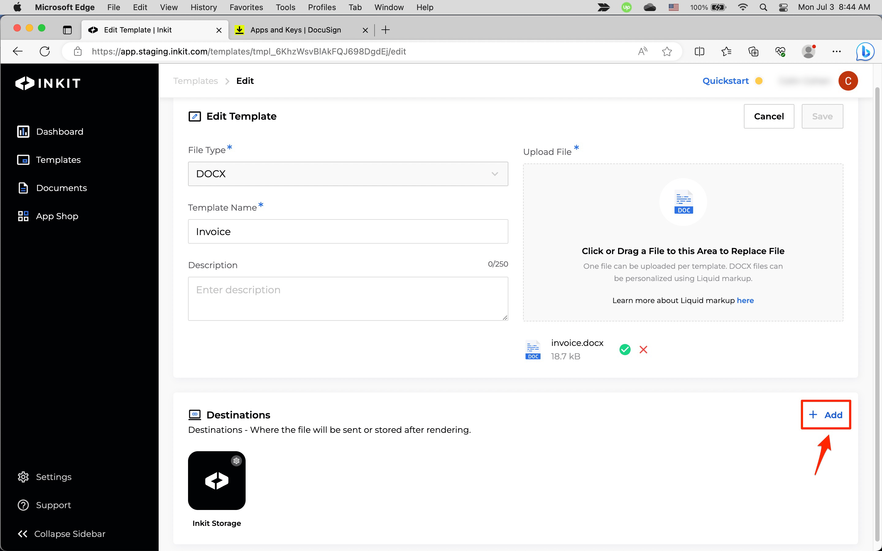 Adding DocuSign fields to a DOCX template