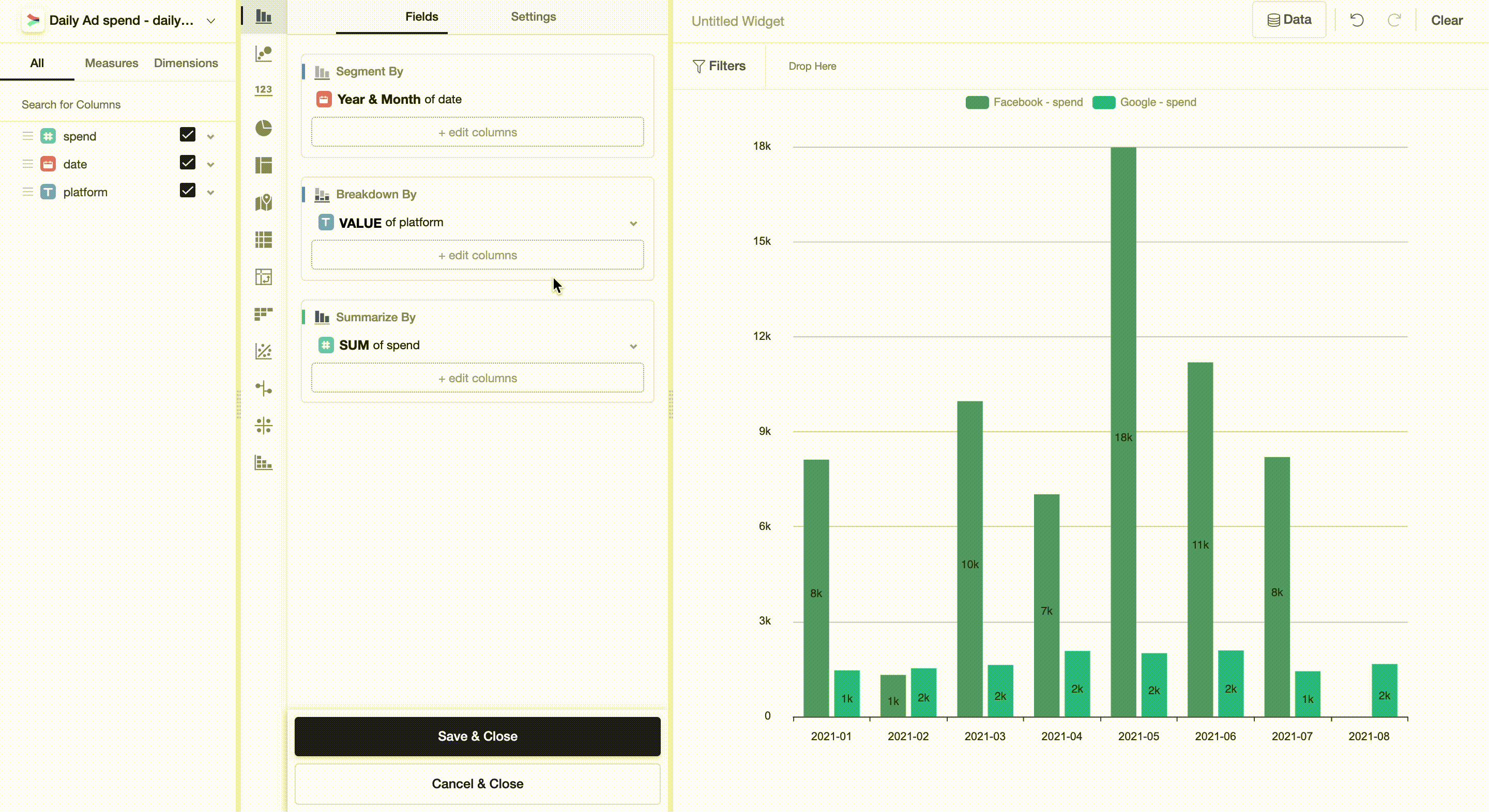 Create a Simple Chart (Bar/ Line/ Area)