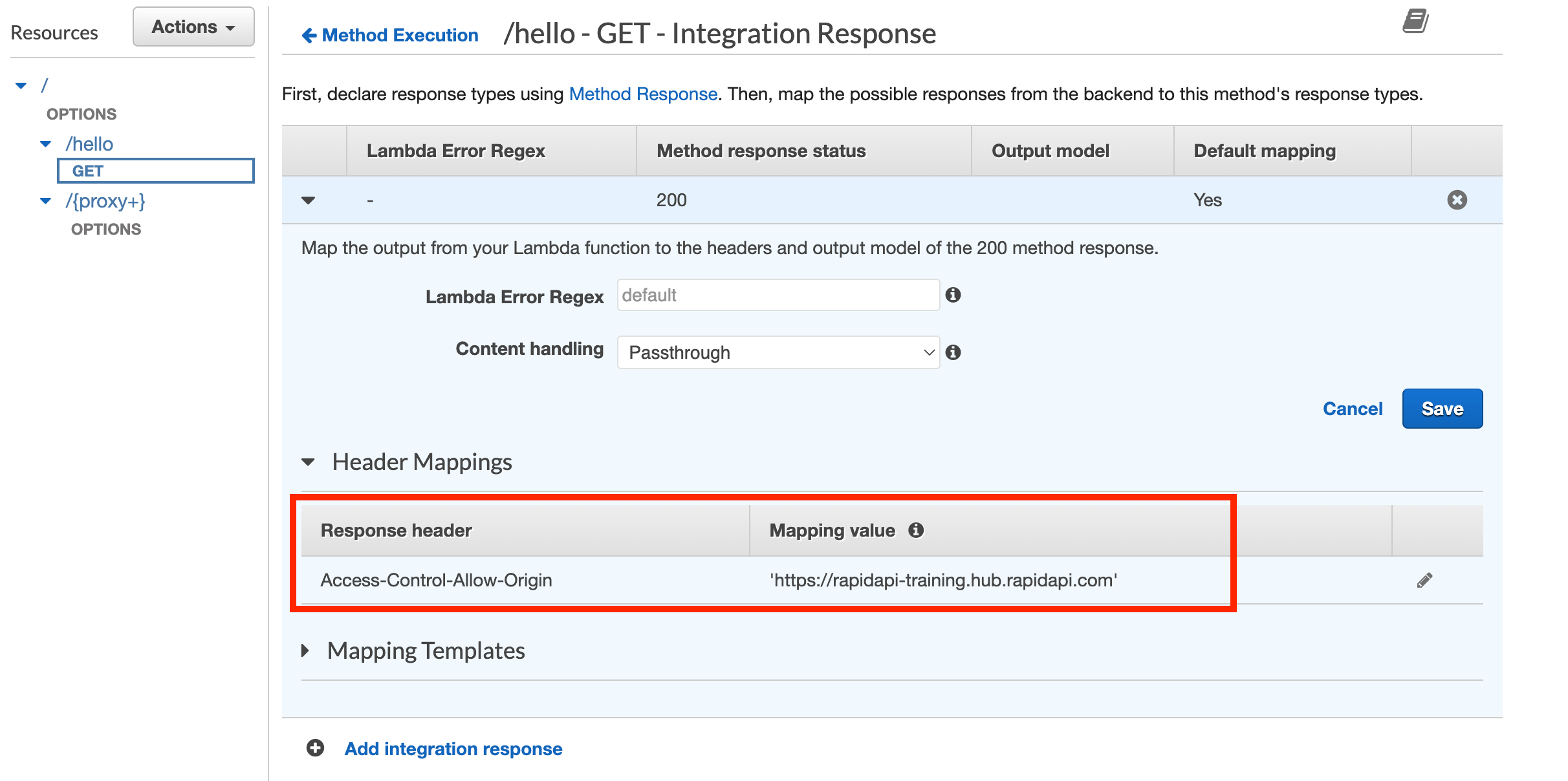 Setting up CORS on Amazon API Gateway