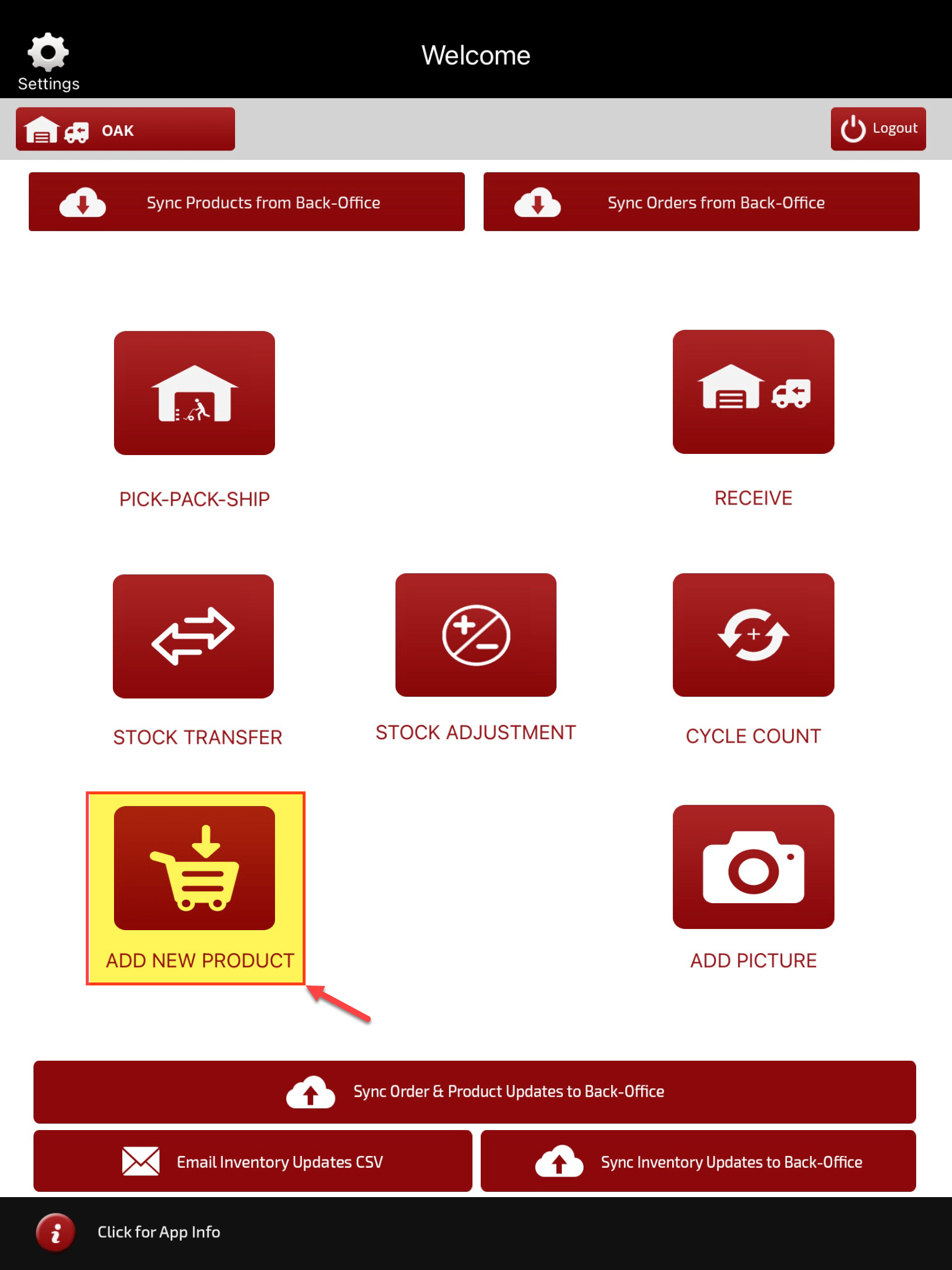 Adding Products in the Warehouse App