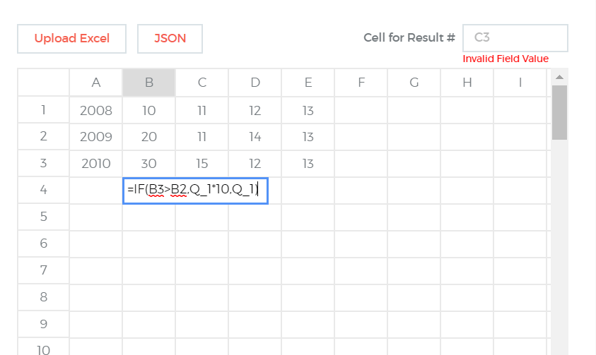 Excel in formula builder