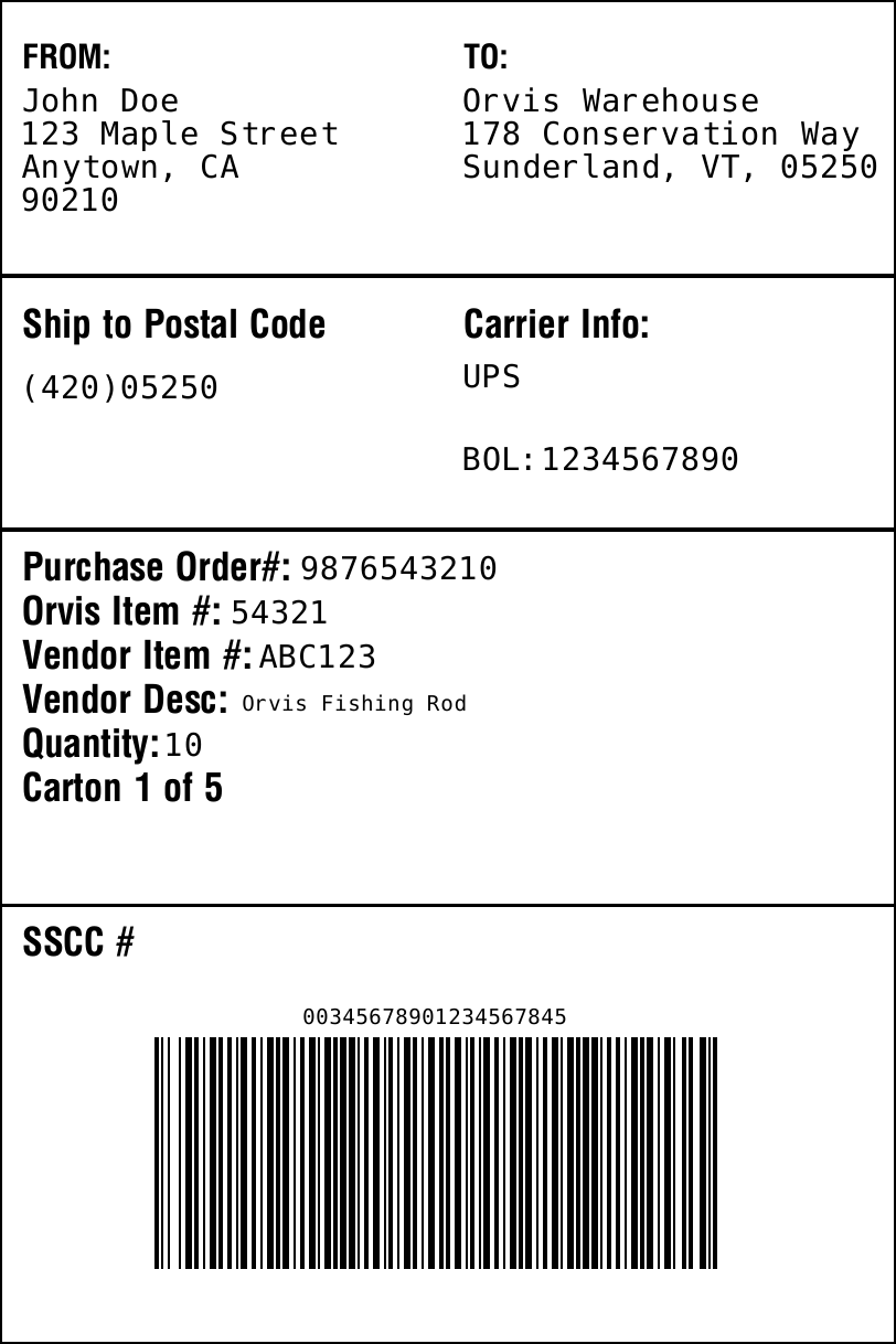 Orvis UCC128 Label Requirements