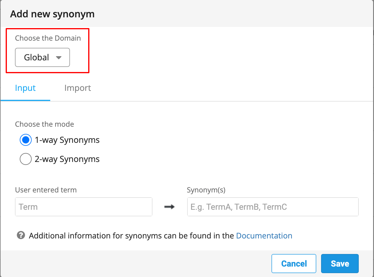 Synonyms Dashboard Operations