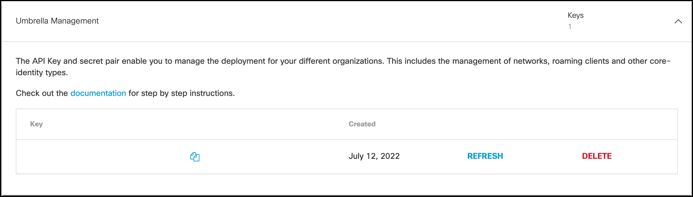 Add Umbrella Legacy API Keys