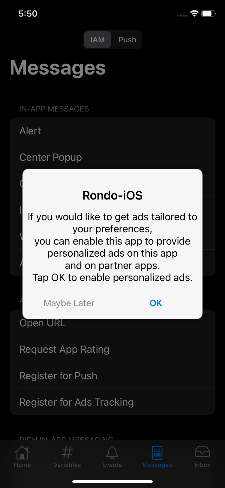 iOS 14 Ads tracking message templates