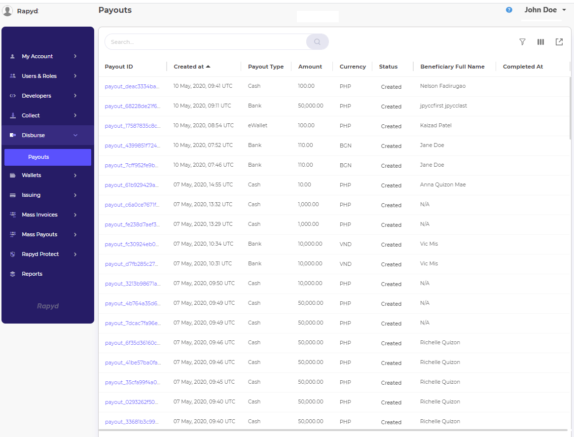 Downloading a Payout Report