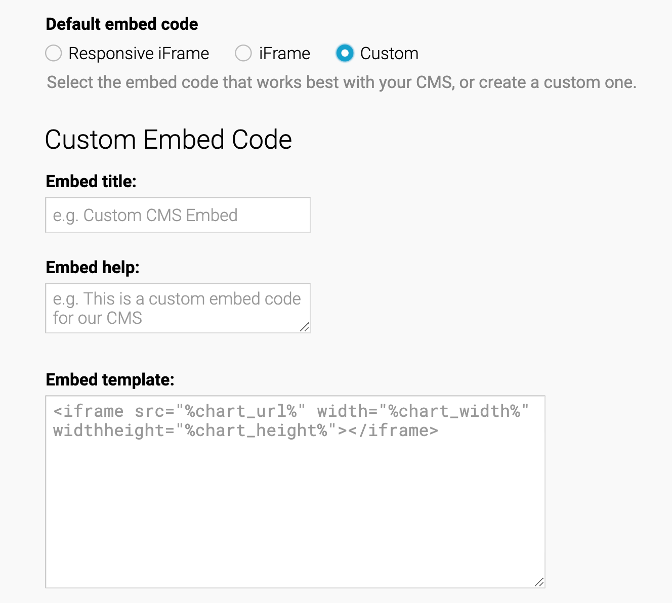 Custom embed code