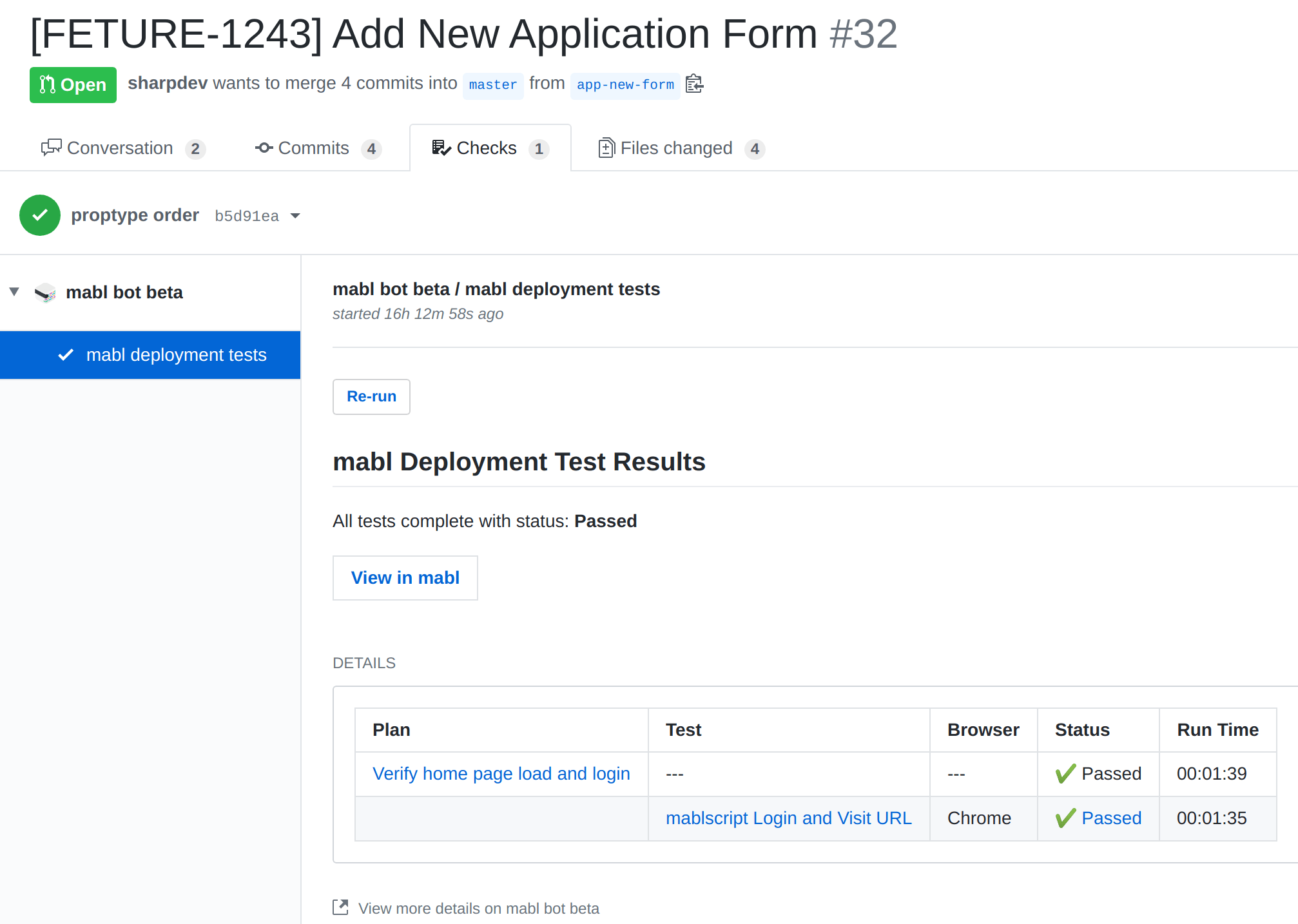 Run tests as a GitHub check