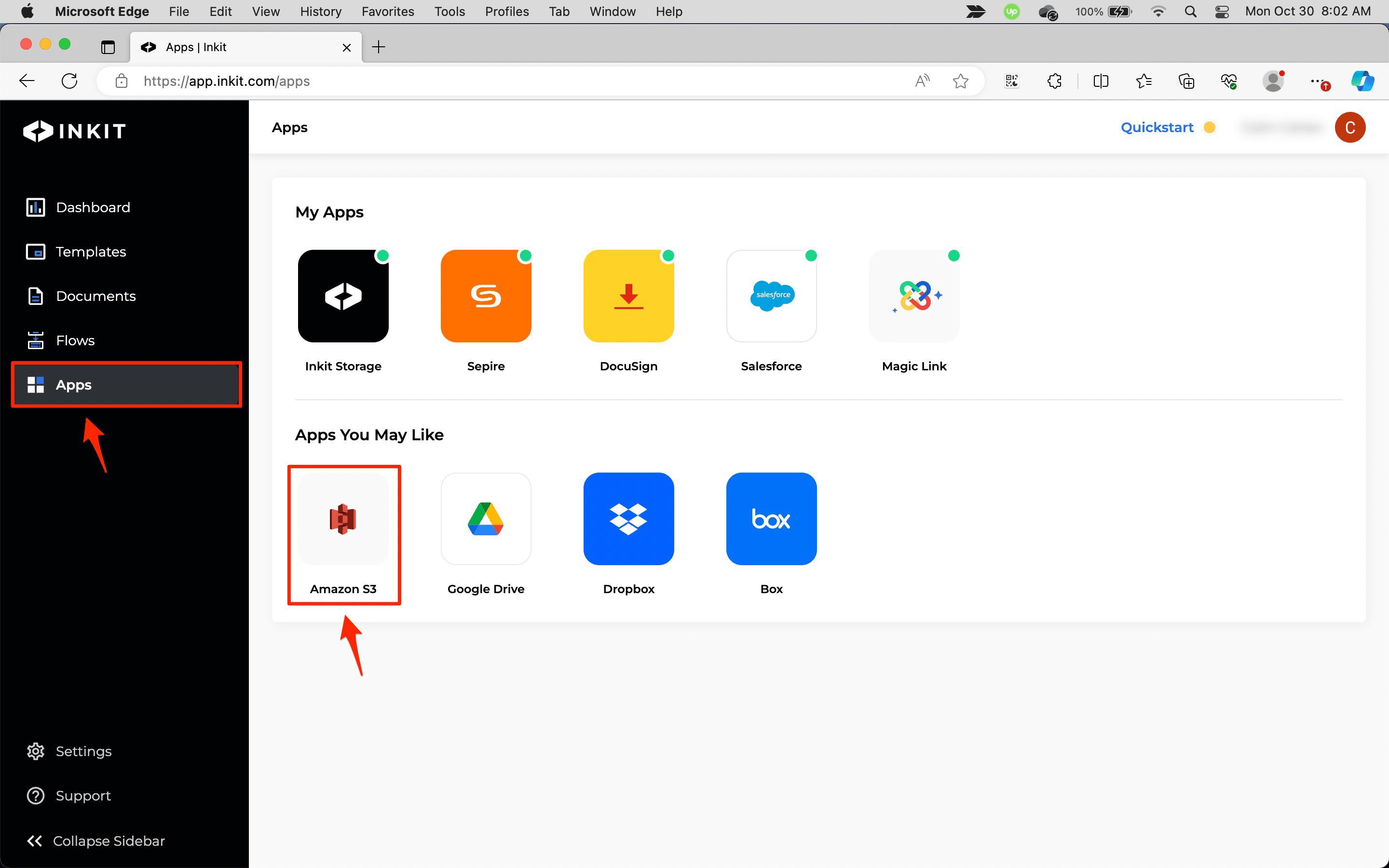 Setting up the Amazon S3 app