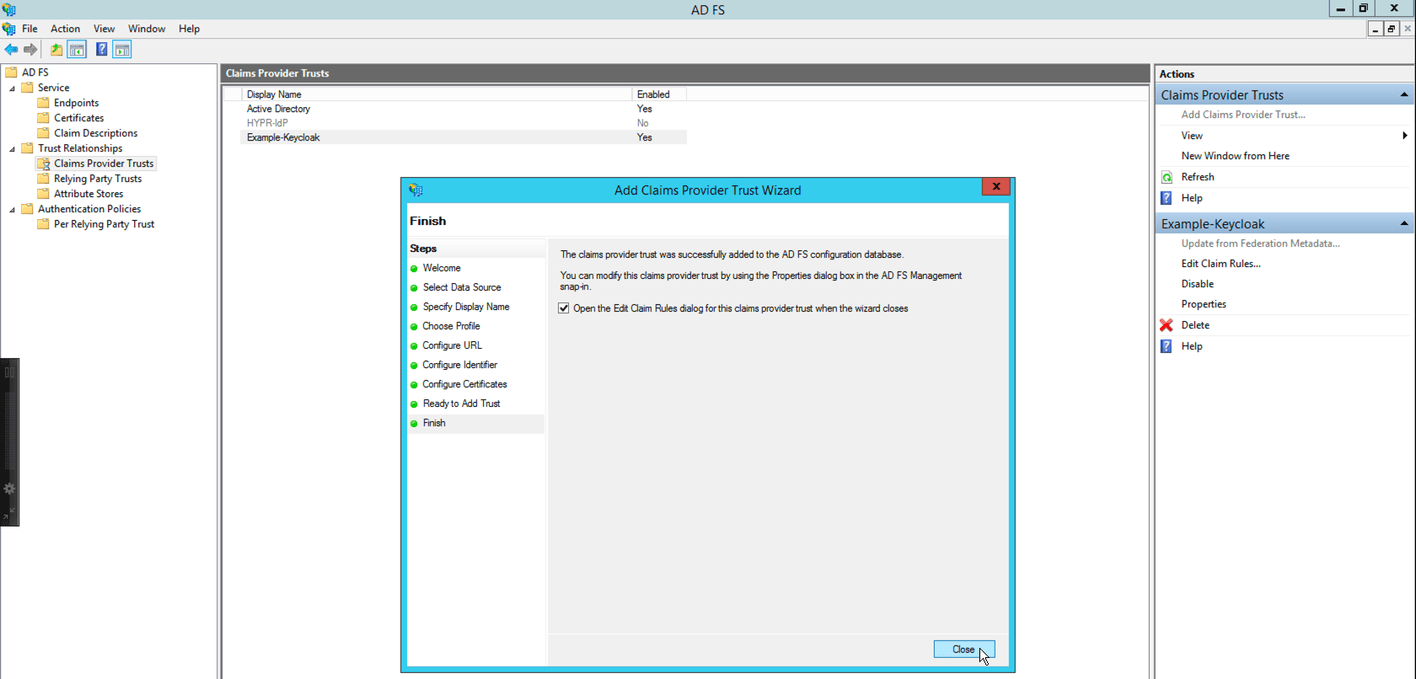 Deploying Keycloak IdP with AD FS