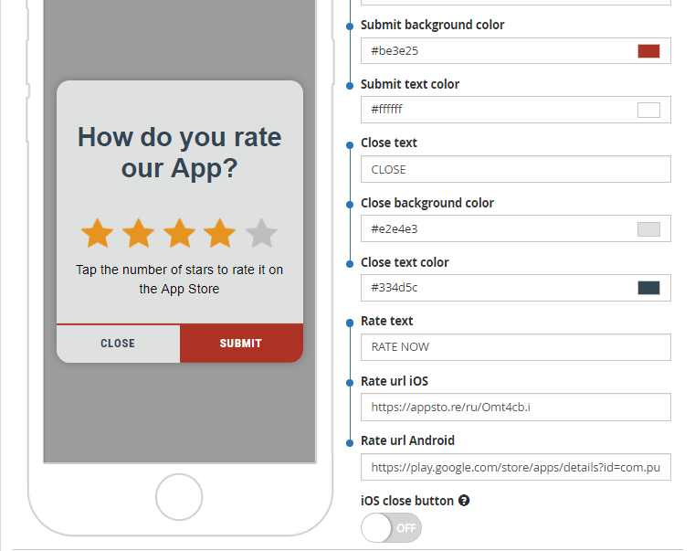 Rate My App inapp message Pushwoosh