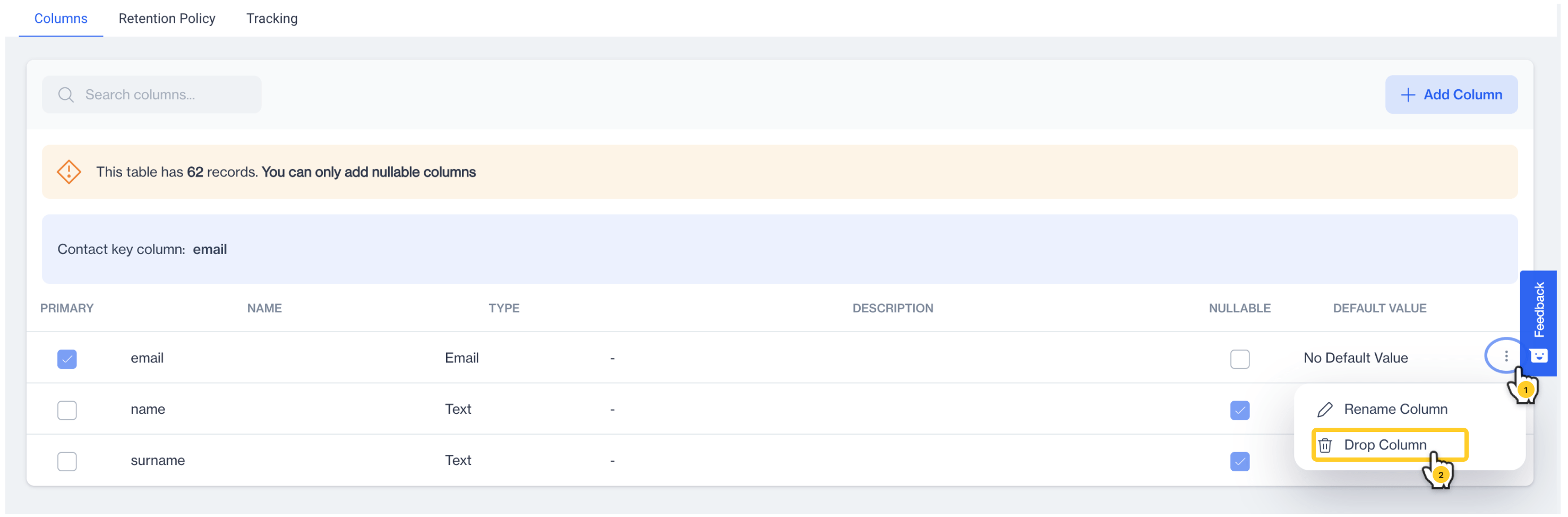 Rename Table & Drop/Rename Column
