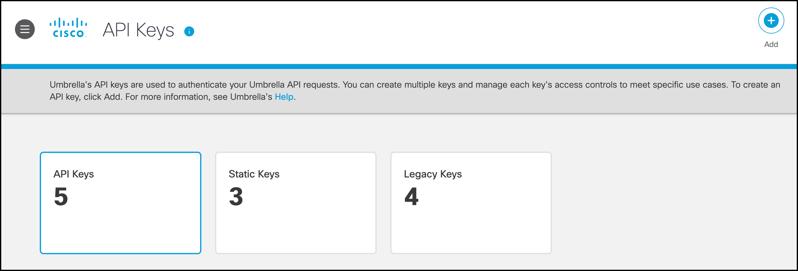 Add Umbrella API Keys