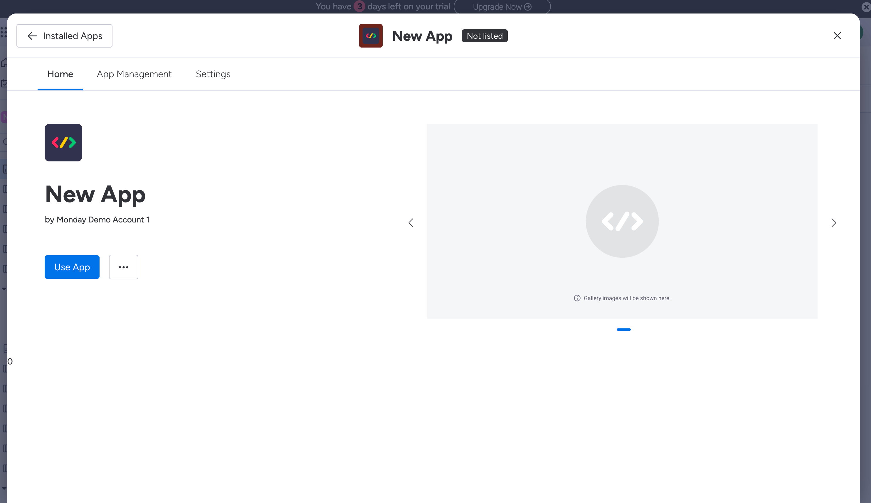 Account settings view