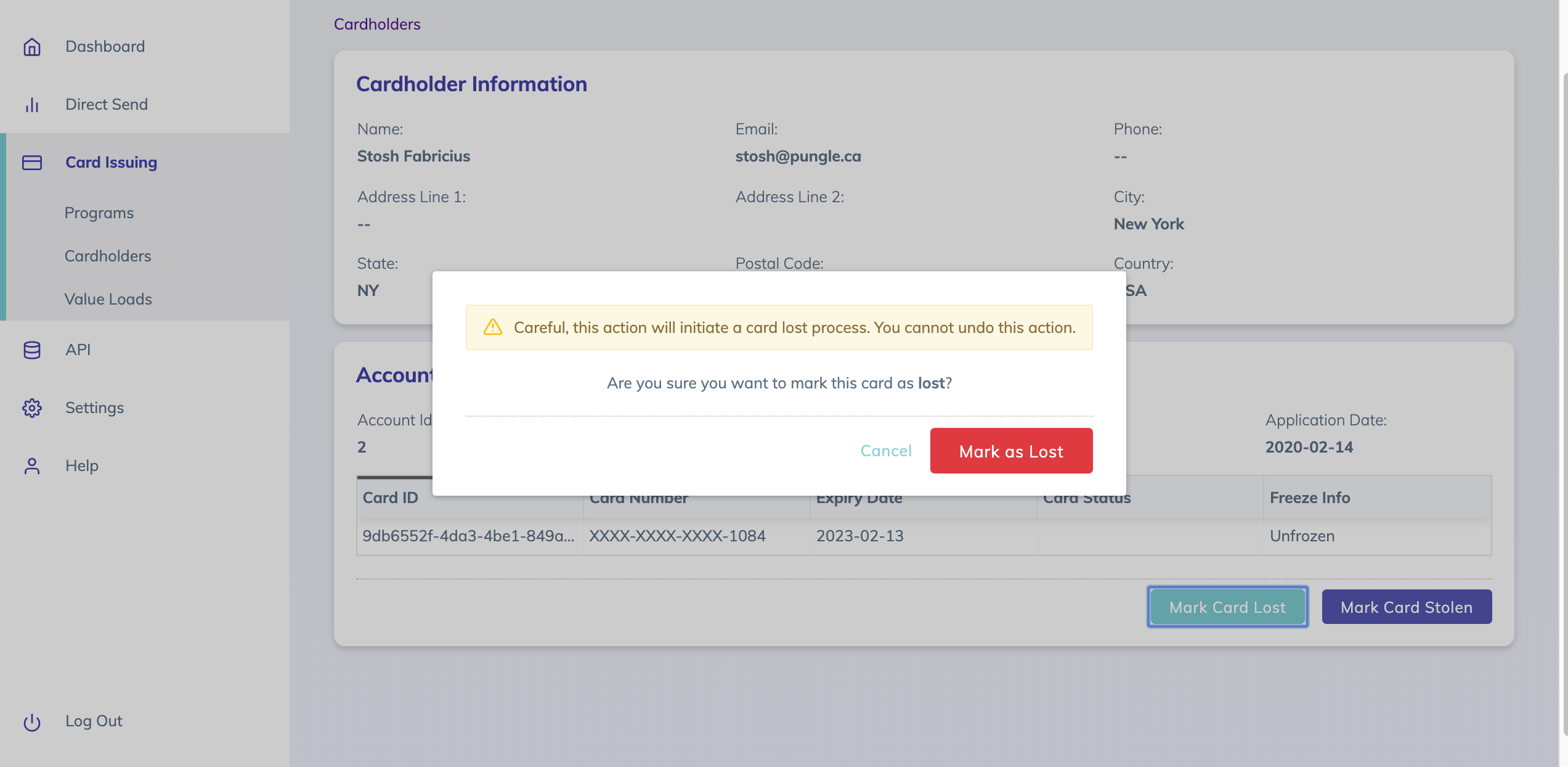 Create Cardholders & Accounts