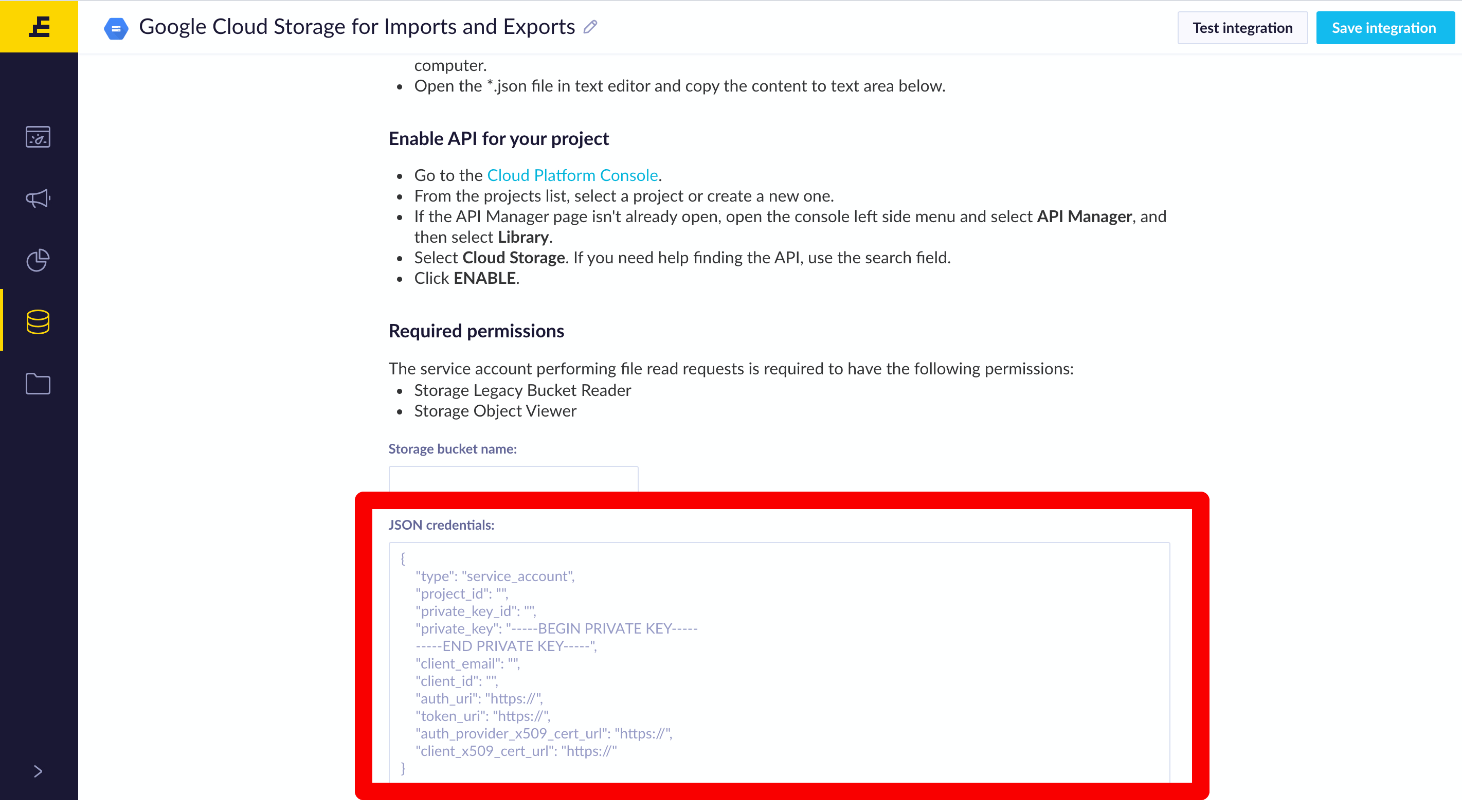 Google Cloud Storage for Imports and Exports